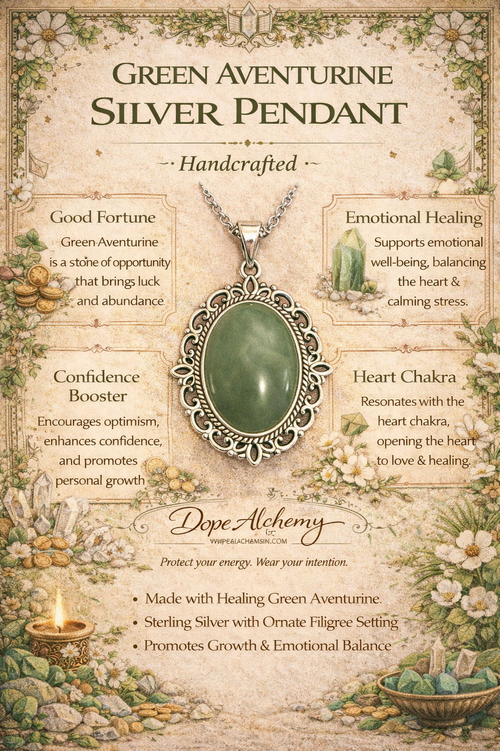 Green aventurine pendant necklace