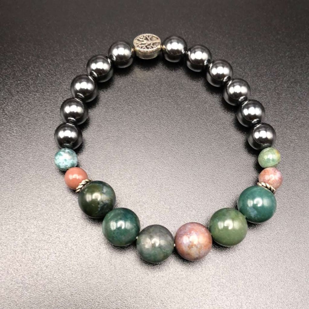 Indian Agate x Hematite Bracelet-Bracelet-DopeAlchemy-DopeAlchemy.com