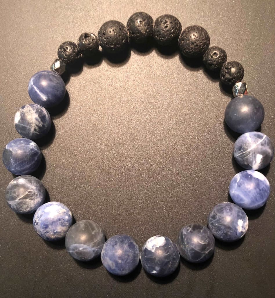 Matte Sodalite x Lava Stone bracelet-Bracelets-DopeAlchemy-DopeAlchemy.com