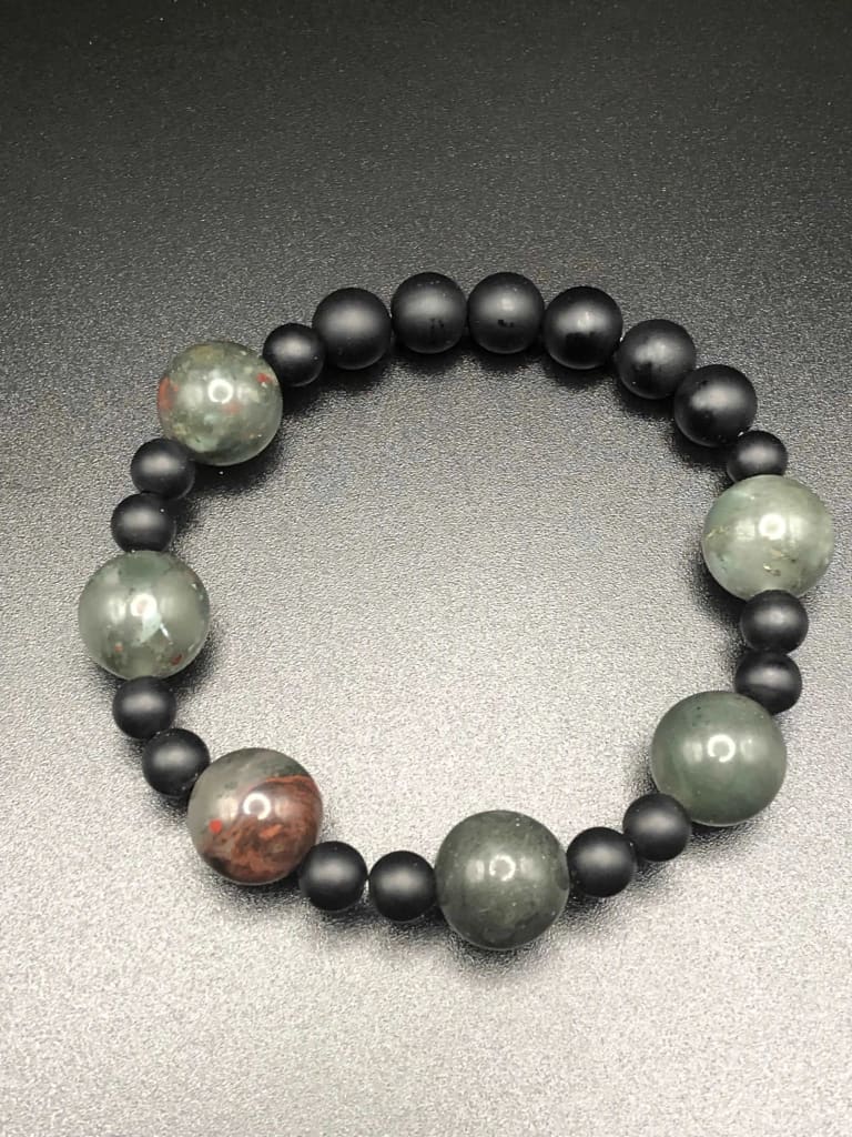 African Bloodstone x Matte Onyx bracelet-Bracelets-DopeAlchemy-Matte-DopeAlchemy.com
