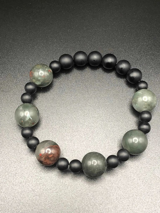 African Bloodstone x Matte Onyx bracelet-Bracelets-DopeAlchemy-Matte-DopeAlchemy.com