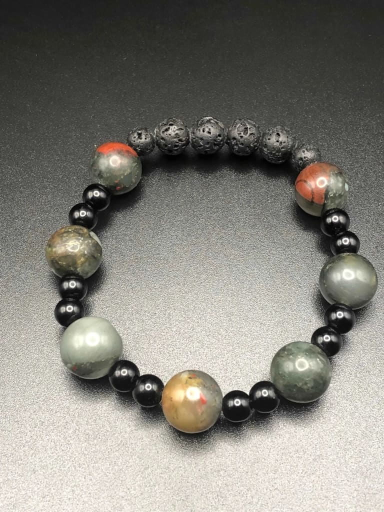 African Bloodstone x Matte Onyx bracelet-Bracelets-DopeAlchemy-Gloss-DopeAlchemy.com
