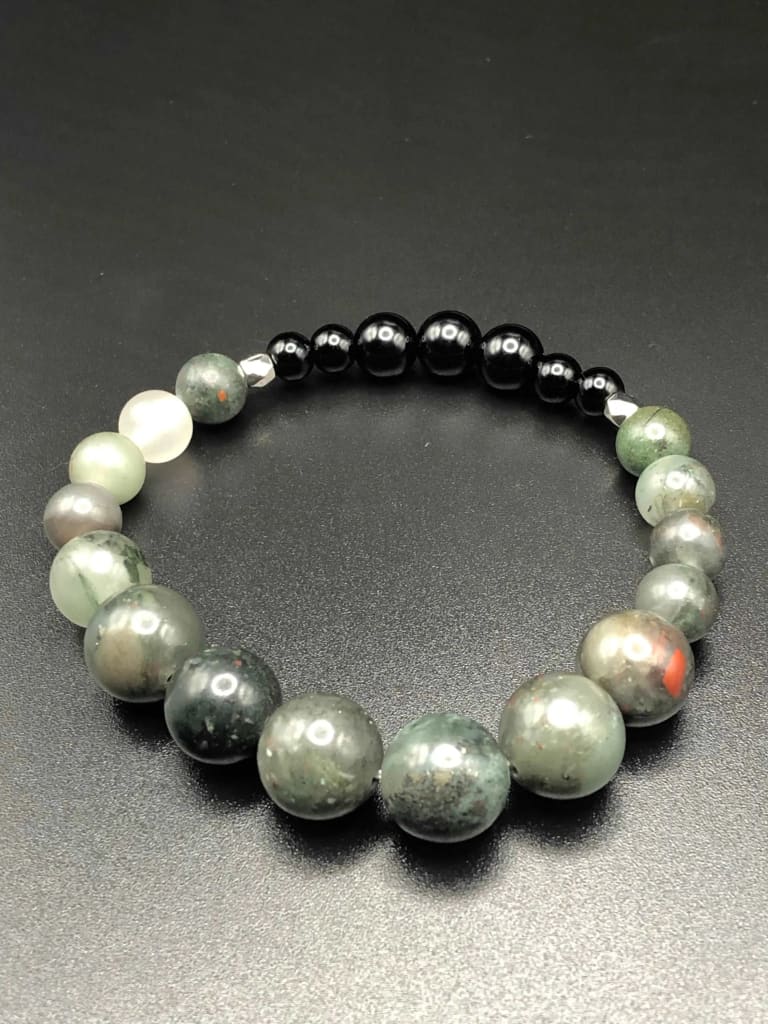 African Bloodstone x Onyx Bracelet-Bracelet-DopeAlchemy-DopeAlchemy.com
