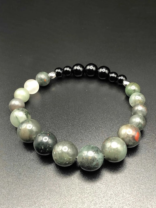 African Bloodstone x Onyx Bracelet-Bracelet-DopeAlchemy-DopeAlchemy.com