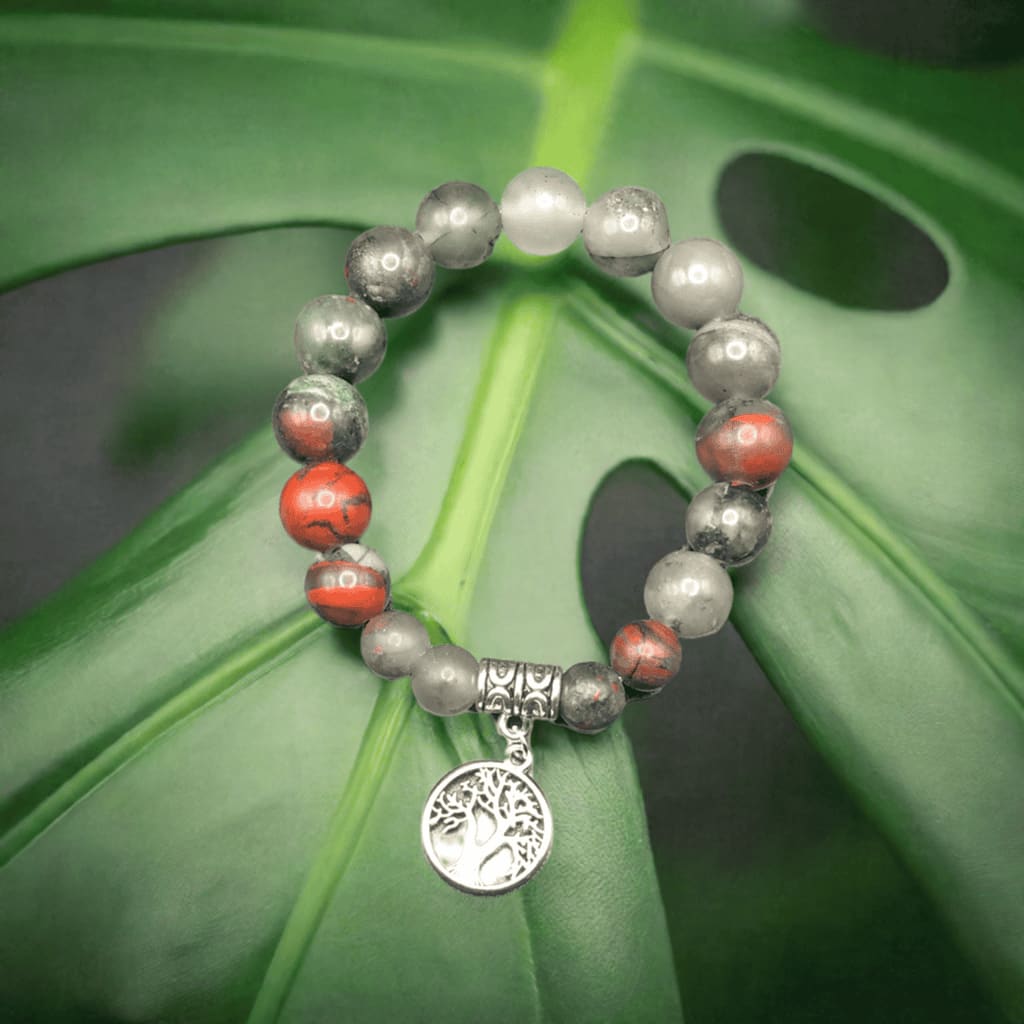 African bloodstone x tree of life charm bracelet - Bracelet