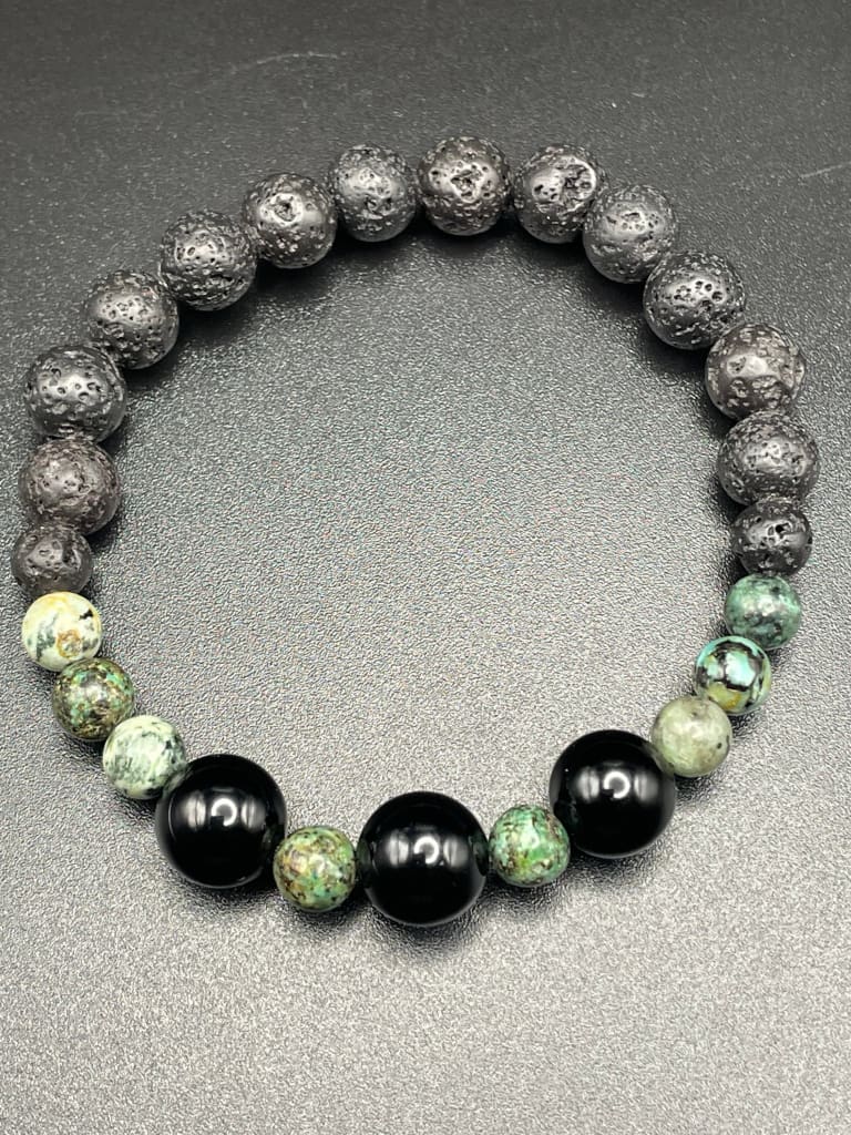 African turquoise x onyx bracelet - Bracelets
