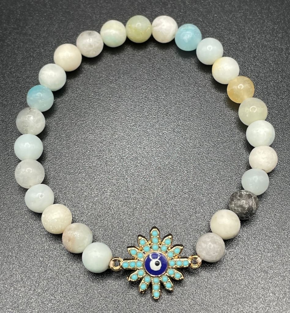 Amazonite x evil eye protection charm bracelet - Charm