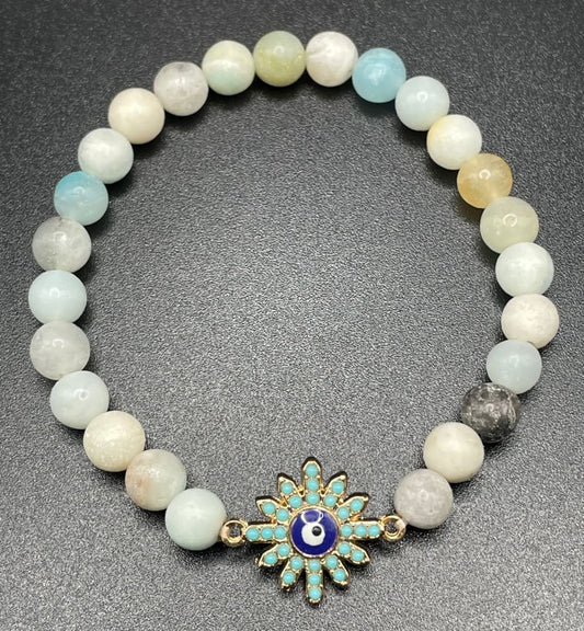 Amazonite x evil eye protection charm bracelet - Charm