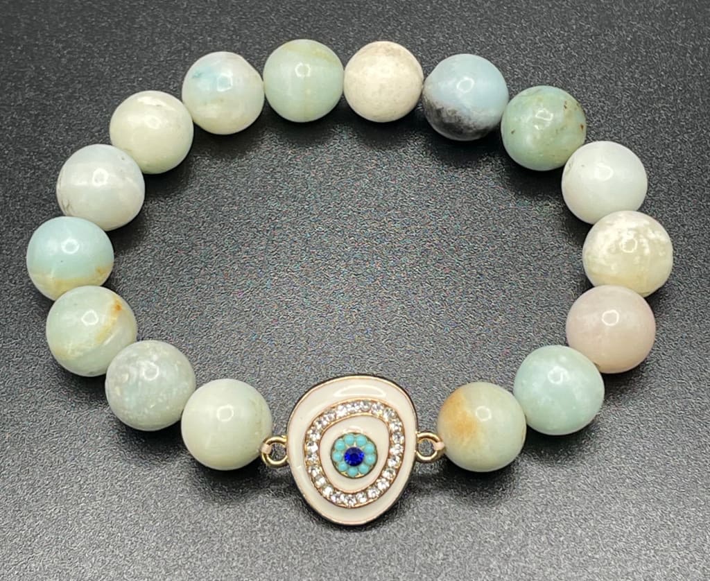 Amazonite x evil eye protection charm bracelet - Charm