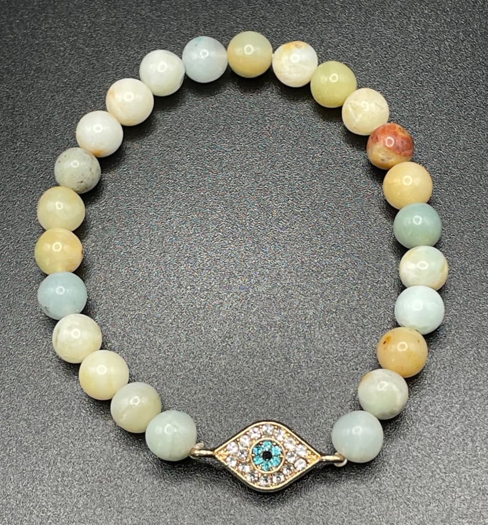 Amazonite x evil eye protection charm bracelet - Charm