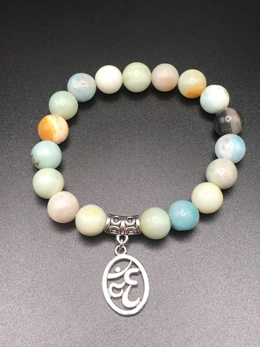Amazonite x Silver Charm bracelet-Bracelets-DopeAlchemy-Om-DopeAlchemy.com