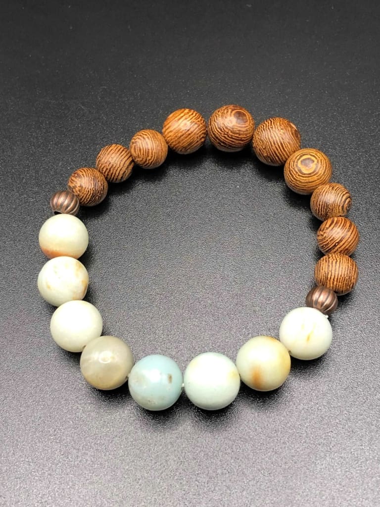 Amazonite x Sandalwood Bracelet-Bracelets-DopeAlchemy-DopeAlchemy.com