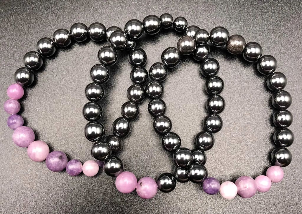 Amethyst x Hematite bracelet set-Bracelet set-DopeAlchemy-DopeAlchemy.com
