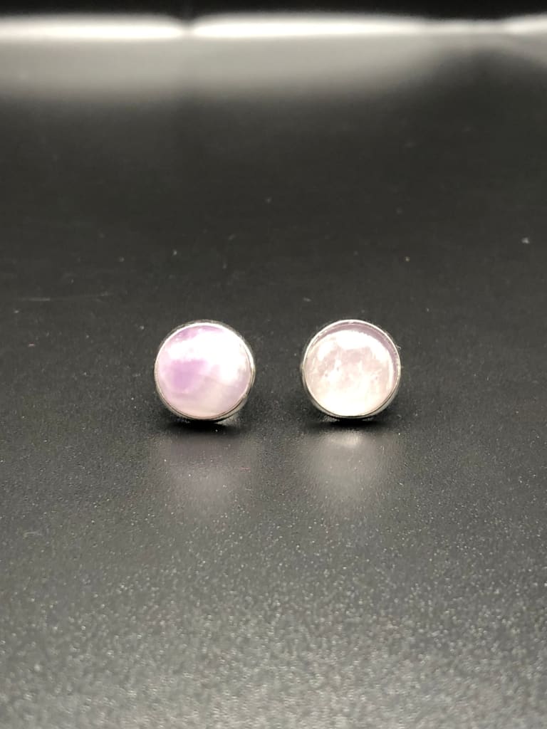 Amethyst x silver stud earrings - Pendant