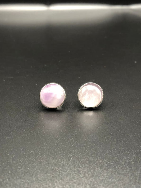 Amethyst x silver stud earrings - Pendant