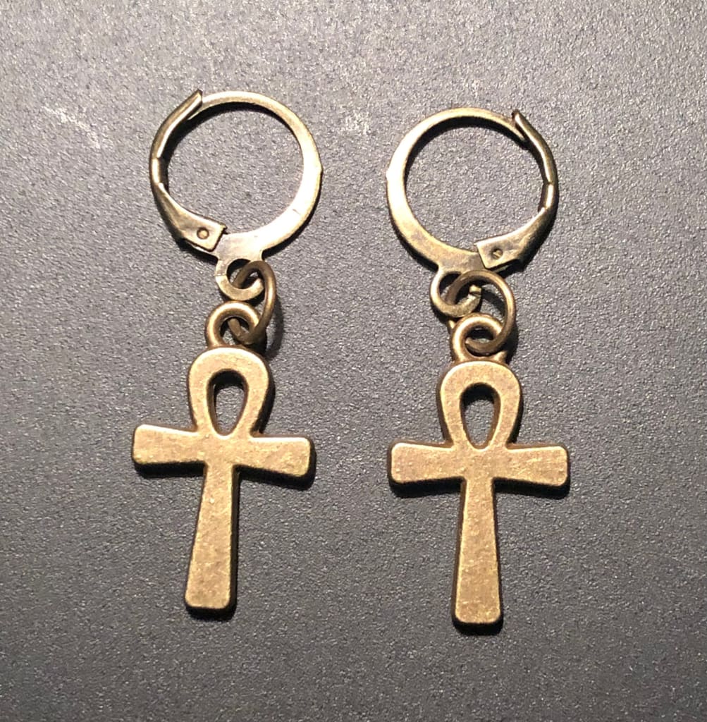 Ankh x bronze huggie earrings - Earrings