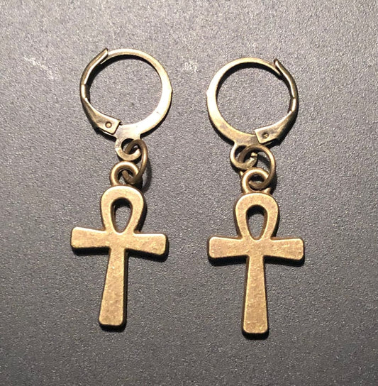 Ankh x bronze huggie earrings - Earrings