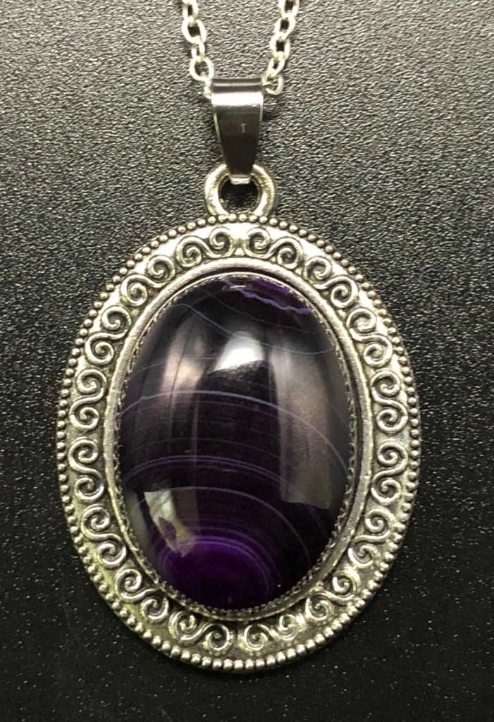 Antique silver amethyst pendant