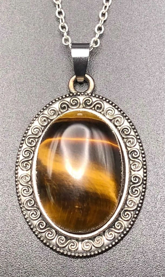 Antique Silver Pendant-DopeAlchemy-Tigers Eye-DopeAlchemy.com