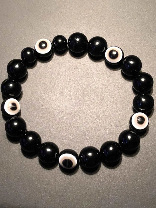 Black Onyx x Evil Eye Bracelet-Apparel & Accessories-Dope Alchemy Handcrafted-DopeAlchemy.com