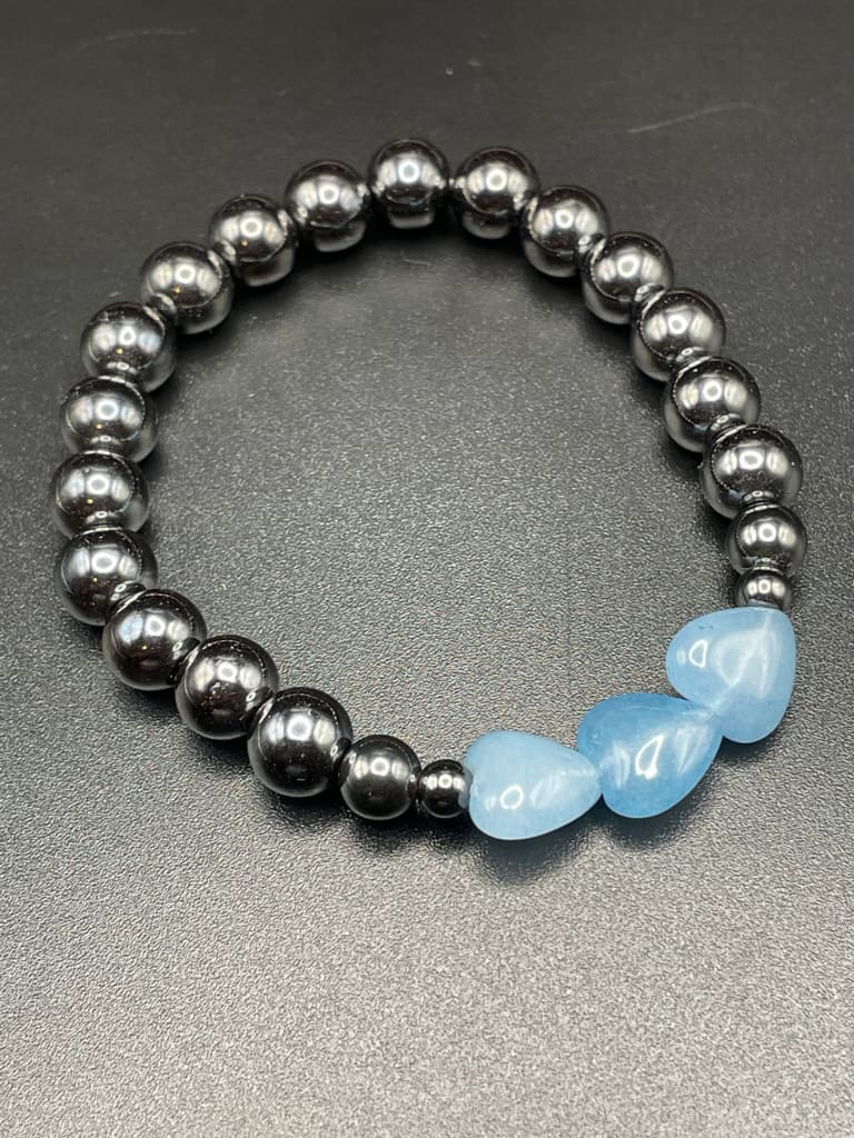 Blue chalcedony x hematite bracelet - Bracelet