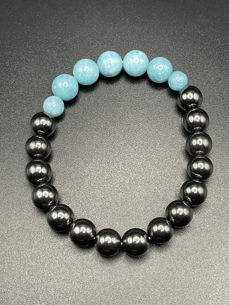 Blue chalcedony x hematite bracelet - Bracelet