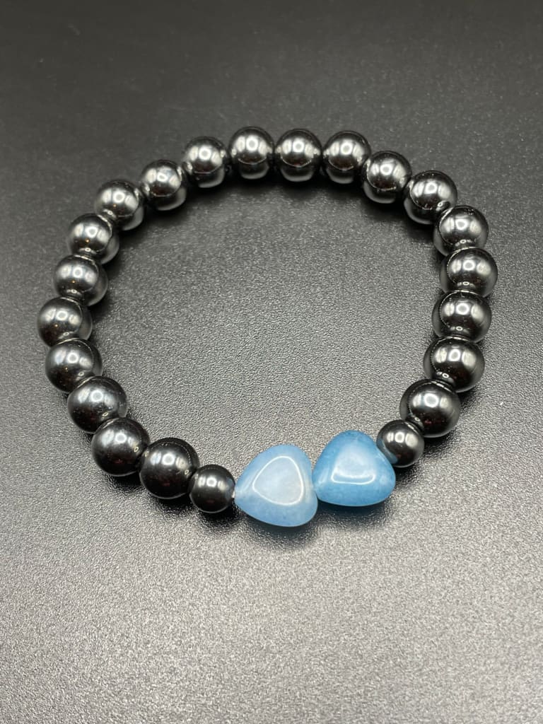 Blue chalcedony x hematite bracelet - Bracelet