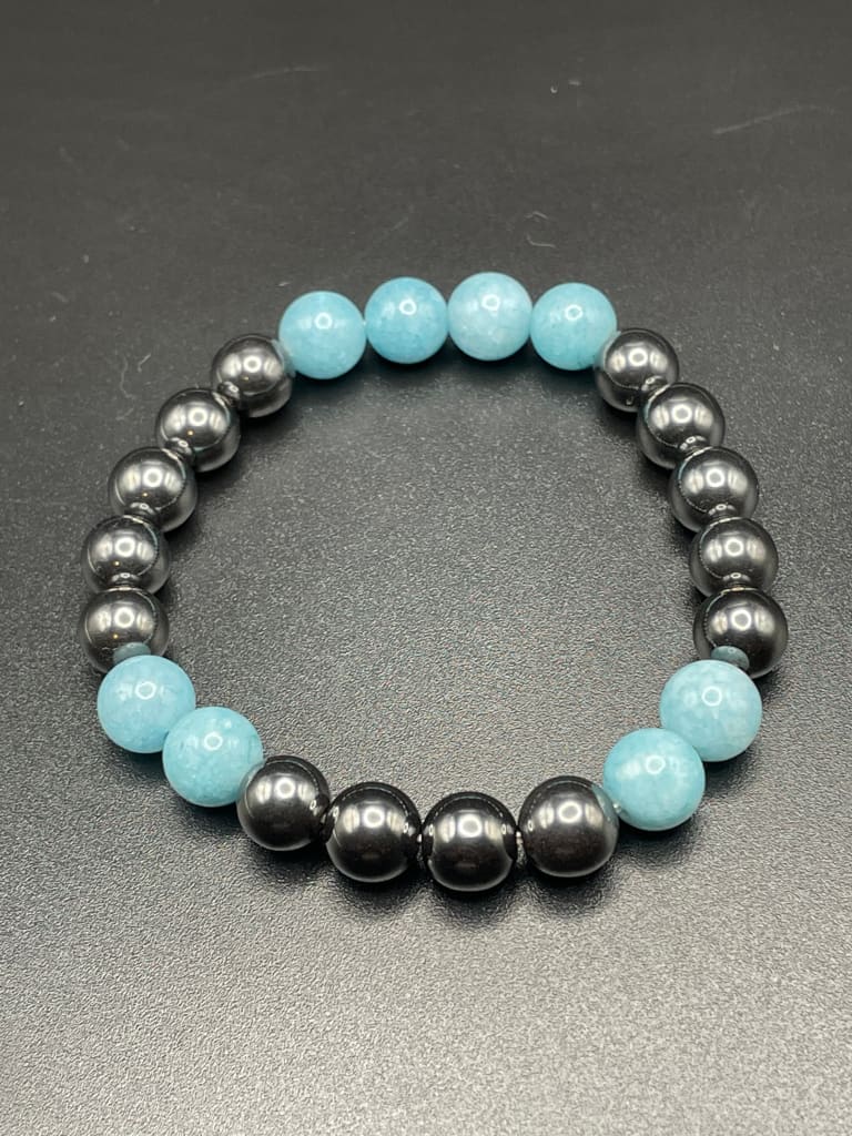 Blue chalcedony x hematite bracelet - Bracelet