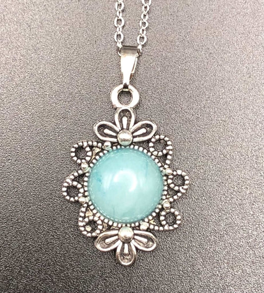 Blue Chalcedony x Silver Pendant Necklace-Pendant-DopeAlchemy-DopeAlchemy.com
