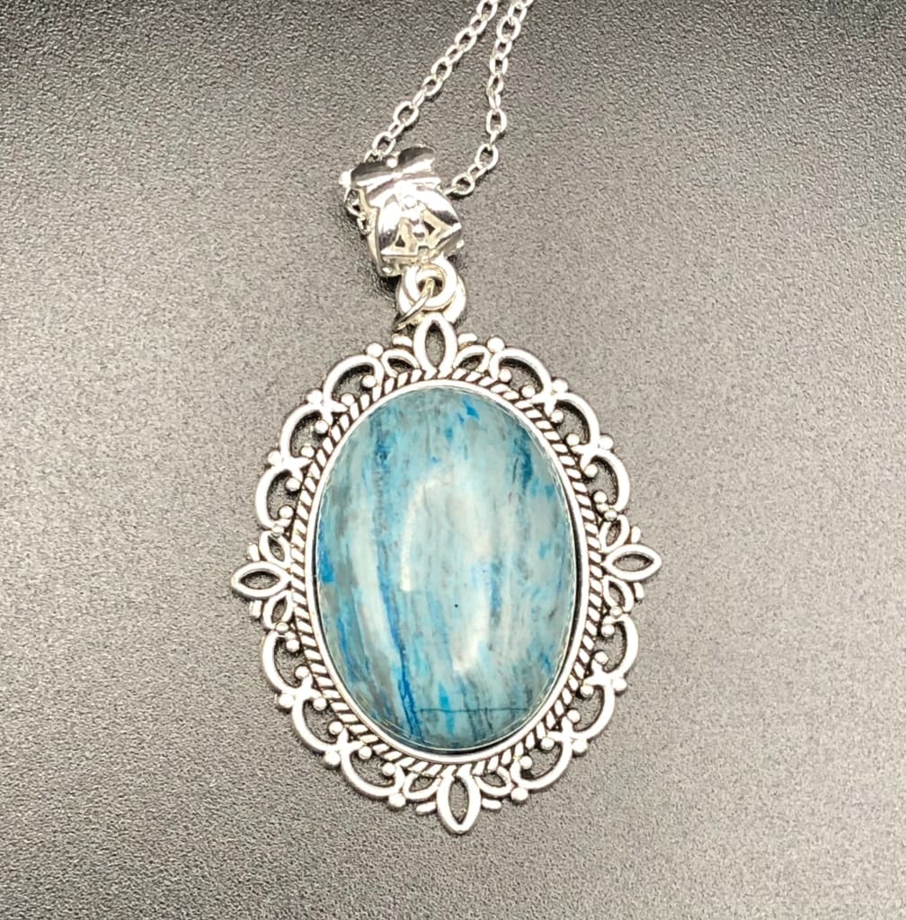 Blue Sea Sediment x Silver Pendant Necklace-Pendant-DopeAlchemy-DopeAlchemy.com
