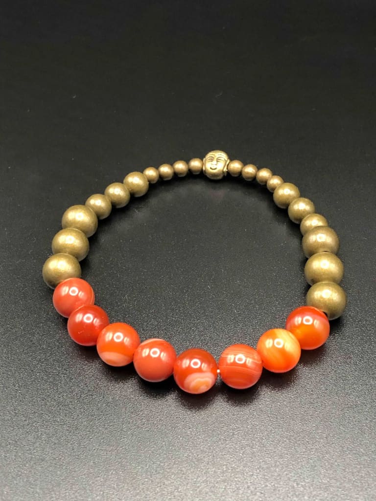 Carnelian x Bronze Bracelet-Bracelets-DopeAlchemy-DopeAlchemy.com