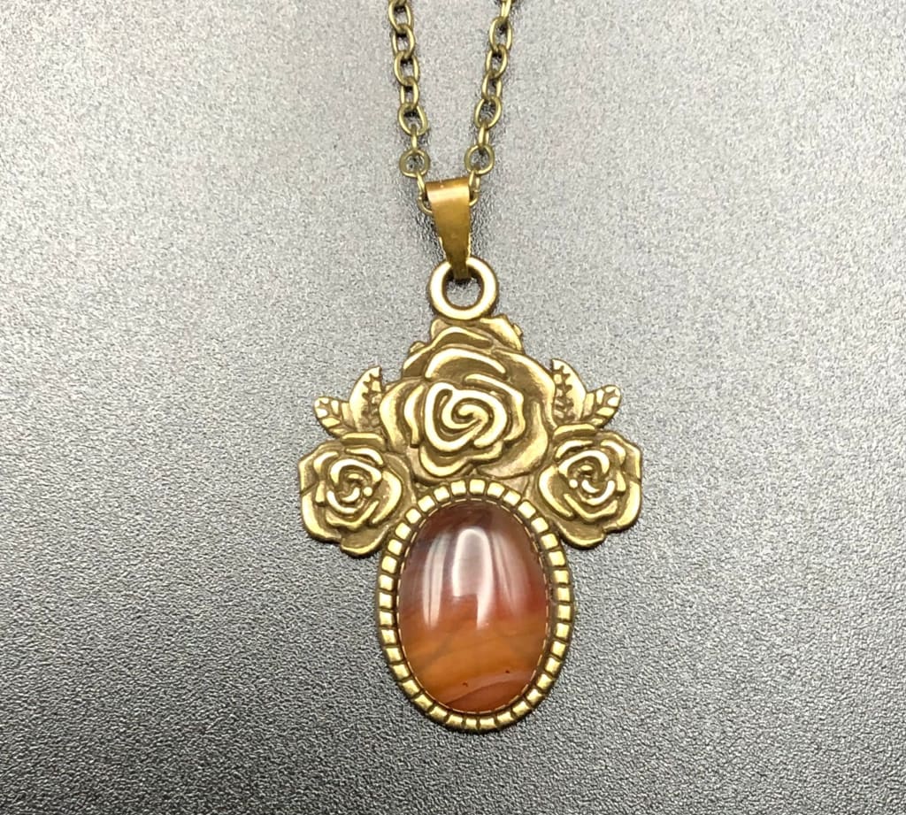 Carnelian x Bronze Pendant Necklace-Pendant-DopeAlchemy-DopeAlchemy.com