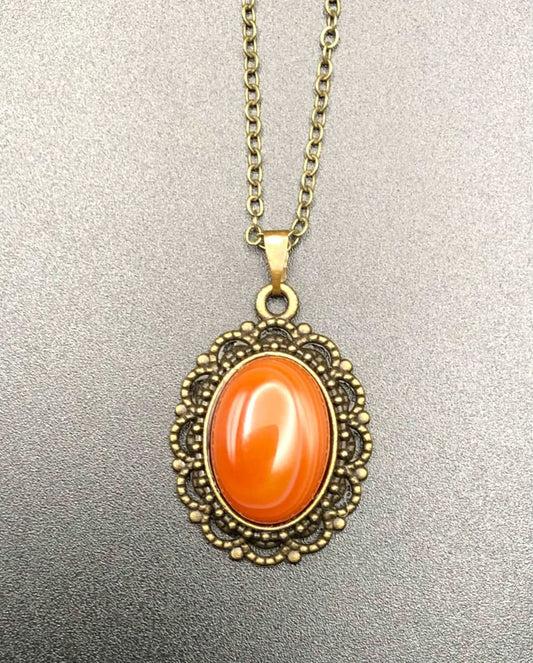 Carnelian x Bronze Pendant Necklace-Pendant-DopeAlchemy-DopeAlchemy.com