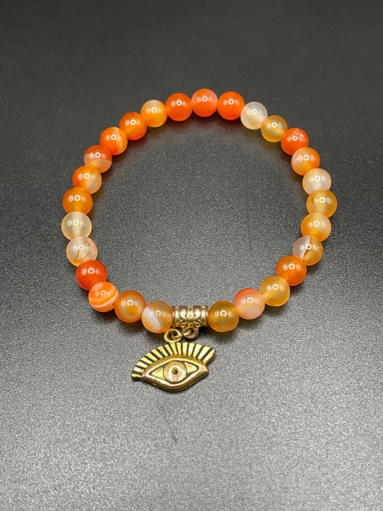 Carnelian x evil eye protection charm bracelet - Bracelet