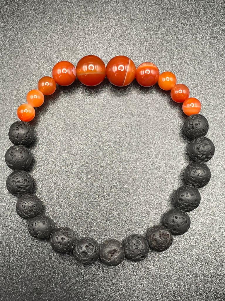 Carnelian x lava stone bracelet - Bracelet