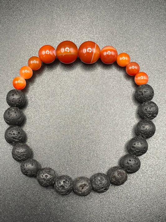 Carnelian x lava stone bracelet - Bracelet