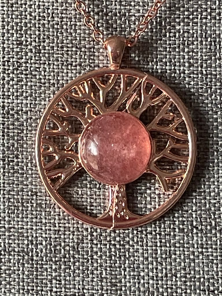 Cherry quartz x rose gold x tree of life pendant necklace