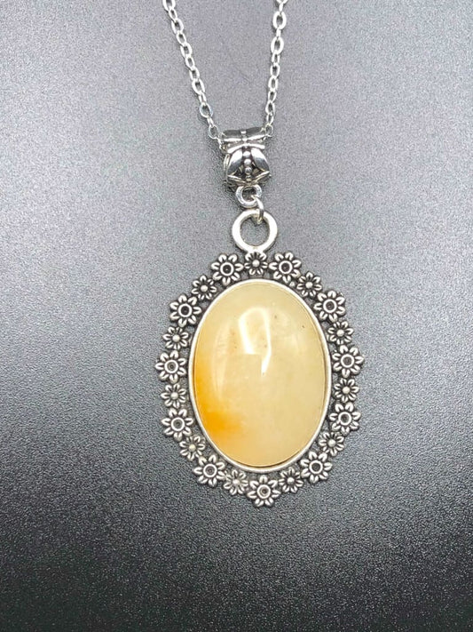 Citrine x Silver Pendant Necklace-Pendant-DopeAlchemy-DopeAlchemy.com