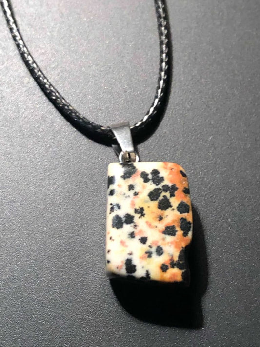 Dalmatian Jasper Polished Pendant Necklace-Necklaces-Dope Alchemy Handcrafted-DopeAlchemy.com