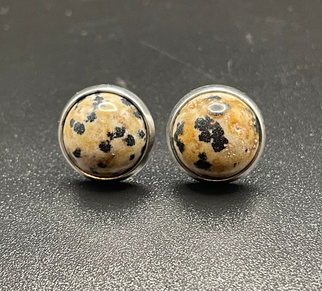 Dalmatian jasper stud earrings - Studs