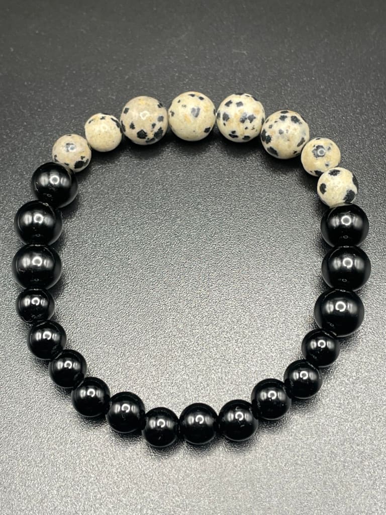 Dalmatian jasper x onyx bracelet - Bracelets
