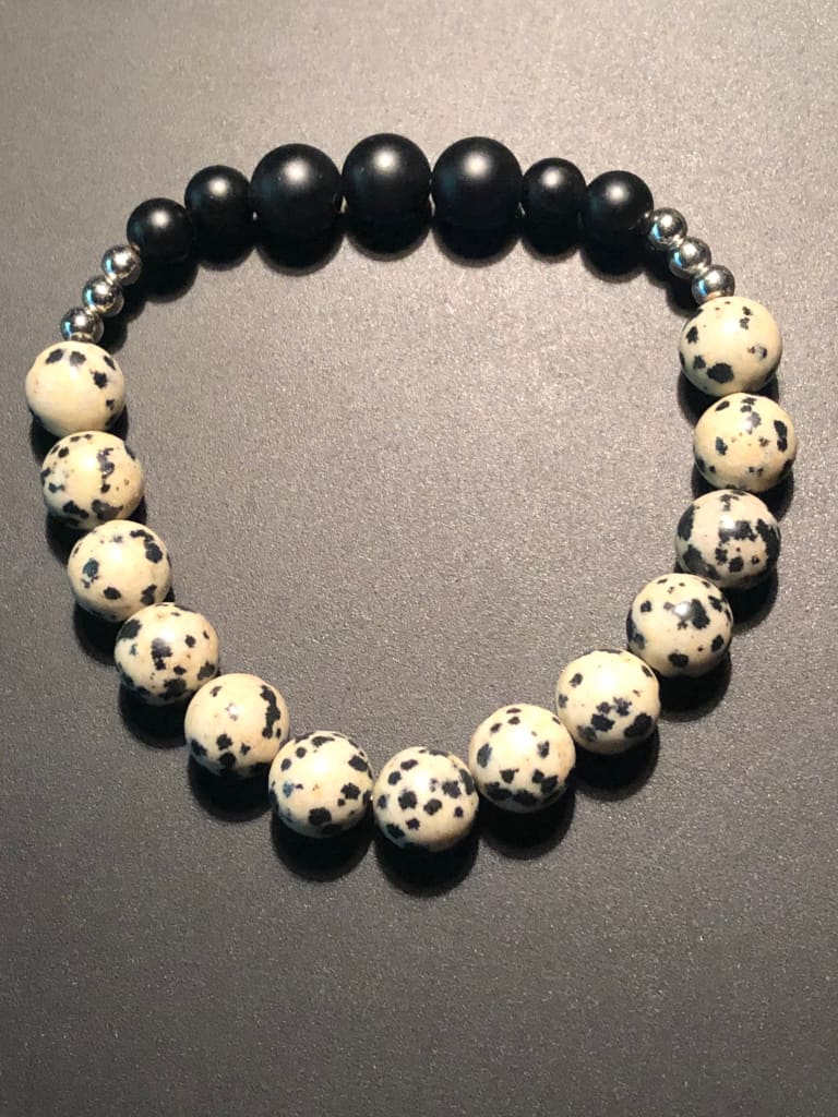 Dalmatian jasper x onyx bracelet - Bracelets