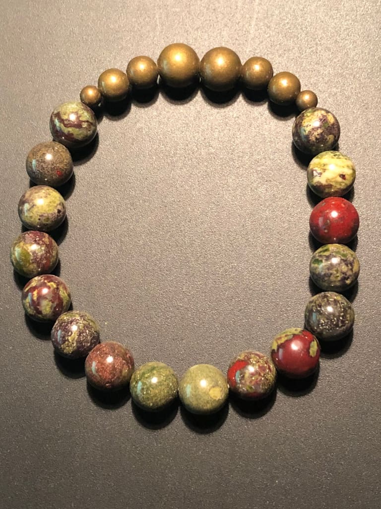 Dragon blood jasper x bronze bracelet - Bracelets