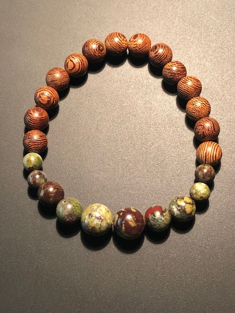 Dragon blood jasper x wood bracelet - Bracelets