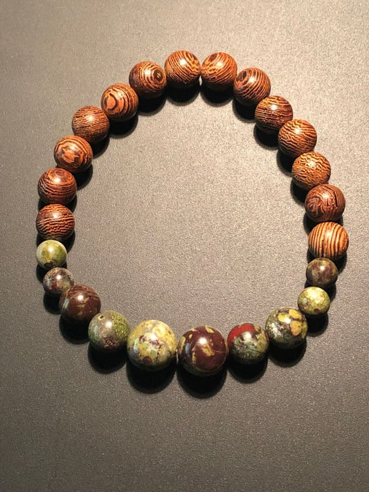 Dragon blood jasper x wood bracelet - Bracelets