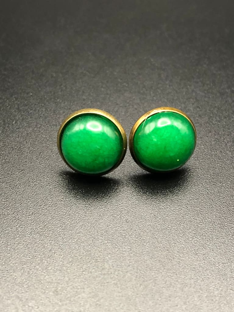 Emerald x bronze stud earrings - Studs
