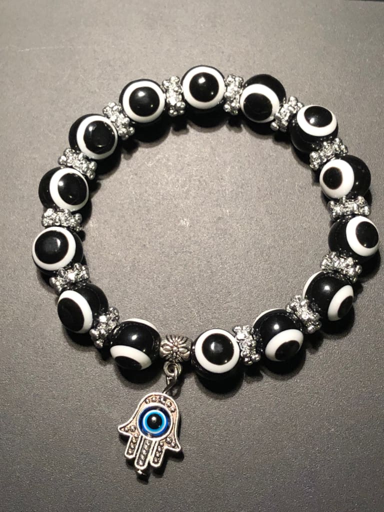 Evil eye “hand of fatima” charm bracelet - Black - Bracelets