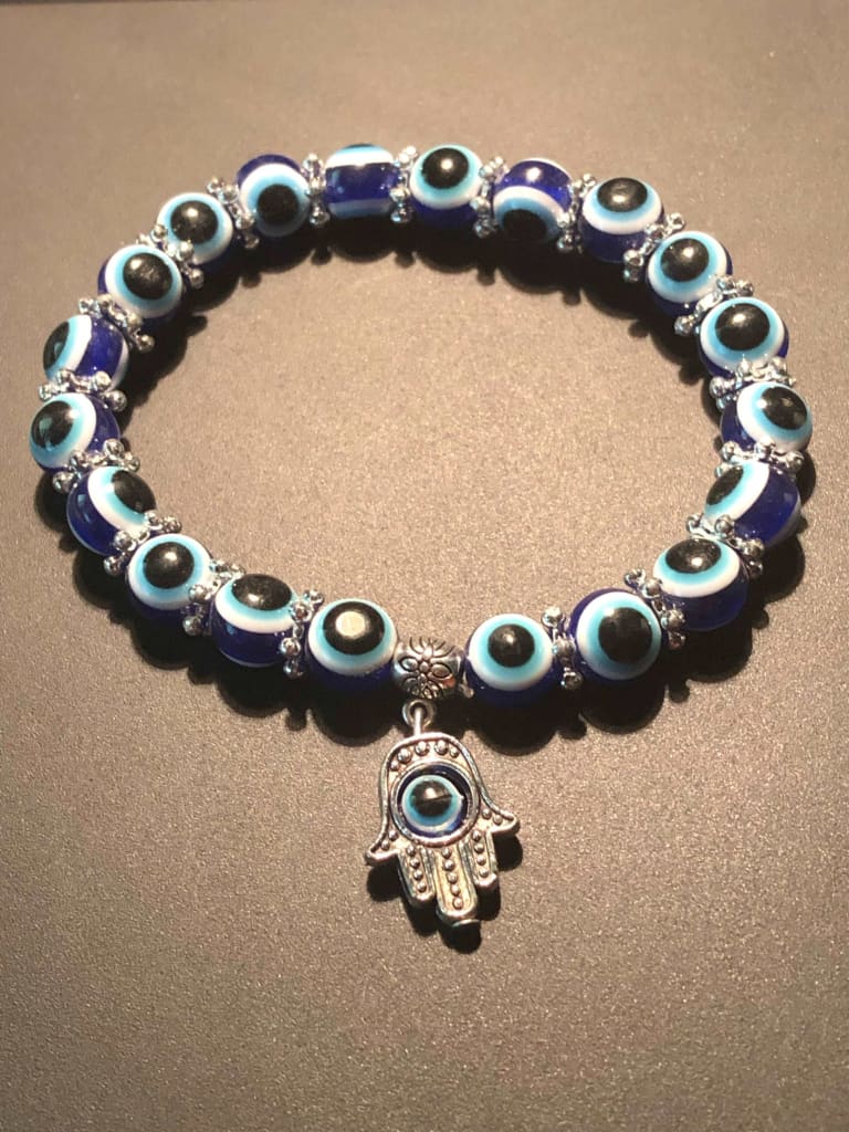 Evil Eye “Hand of Fatima” Charm Bracelet-Bracelets-DopeAlchemy-Light Blue-DopeAlchemy.com