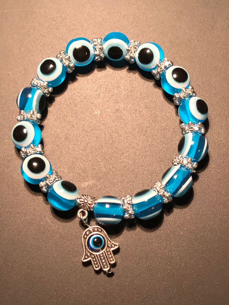 Evil eye “hand of fatima” charm bracelet - Light Blue