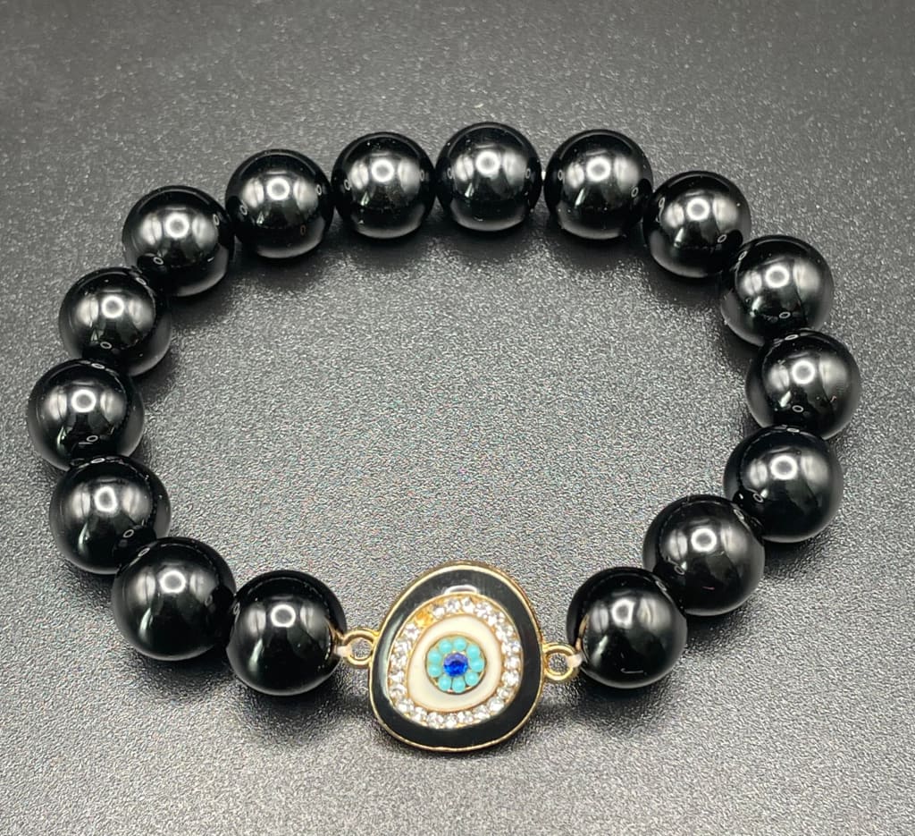 Evil eye protection x onyx charm bracelet - Charm Bracelet